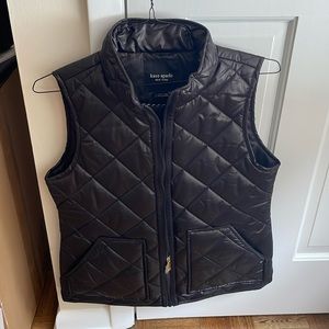 NWT Kate Spade black puff vest with gold toned zipper tab